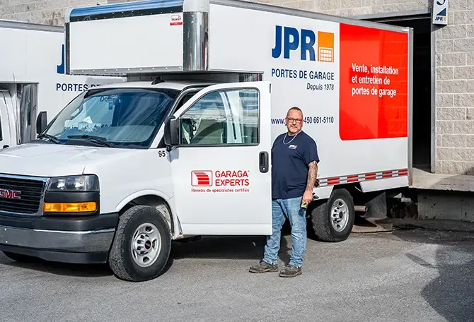 Installer with his service truck.